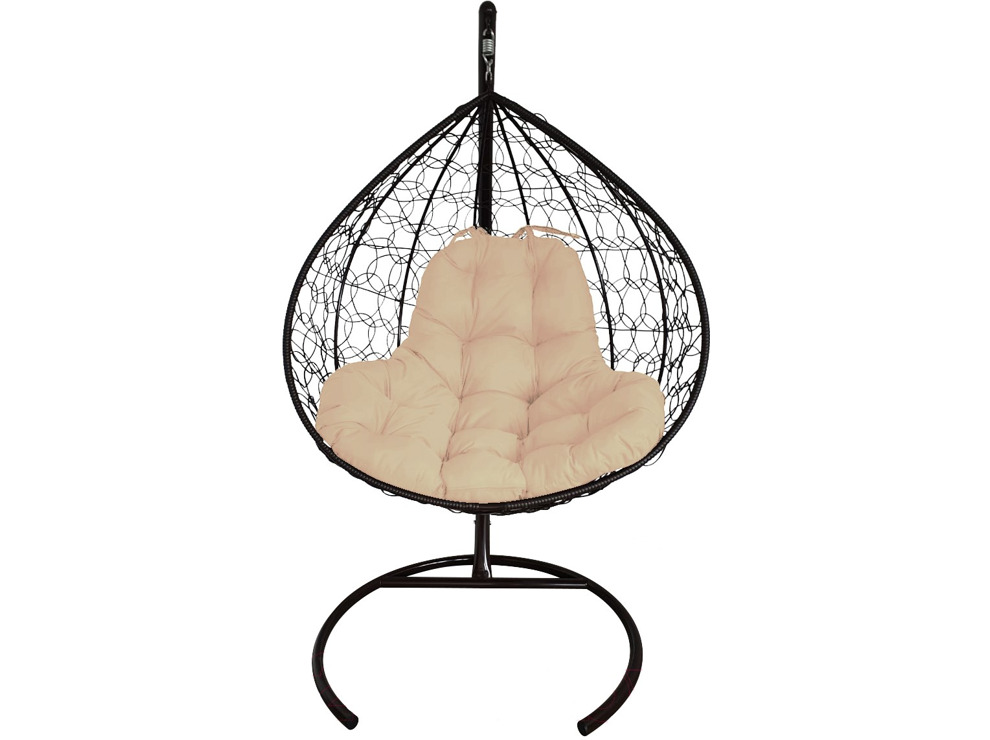 Кресло подвесное M-Group XL (черный ротанг/ бежевая подушка)