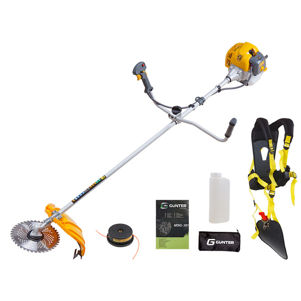Мотокоса GUNTER MSG-192 с пильным диском и головкой (1.90 кВт, 51.7 см3, диск 255х25.4 мм, 40 зуб., ремень двухлямочный)