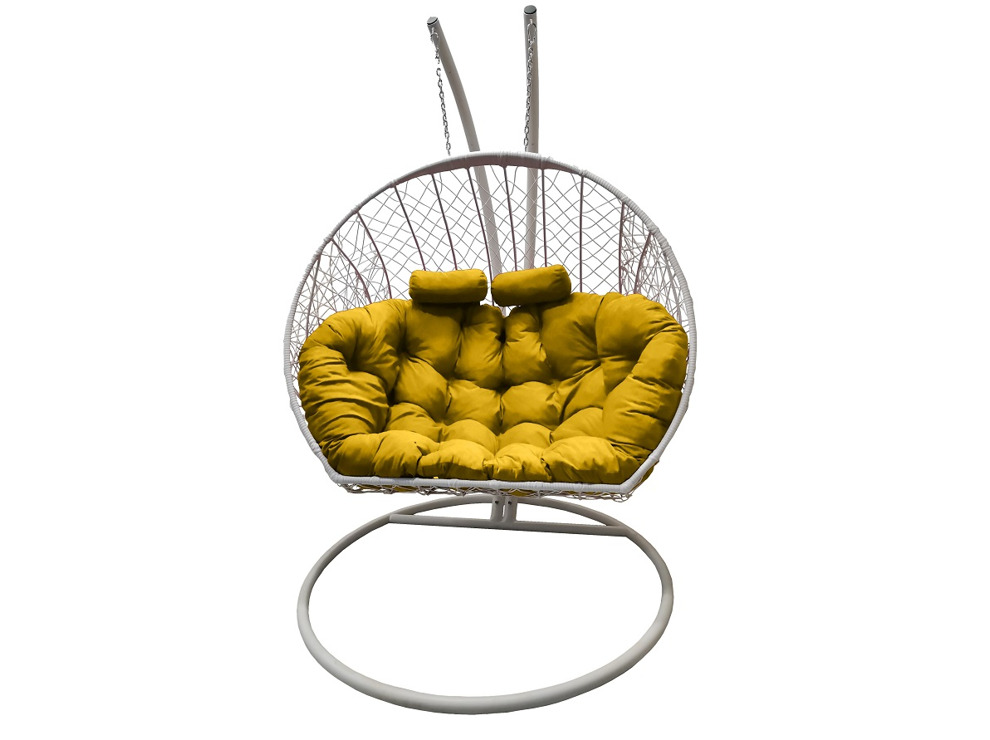 Подвесное кресло Кокон Дабл (белый/желтый)