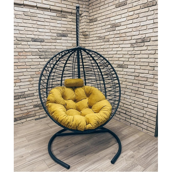 Подвесное кресло Кокон Круглое зигзаг (жёлтый)