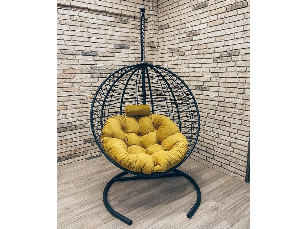 Подвесное кресло Кокон Круглое зигзаг (жёлтый)