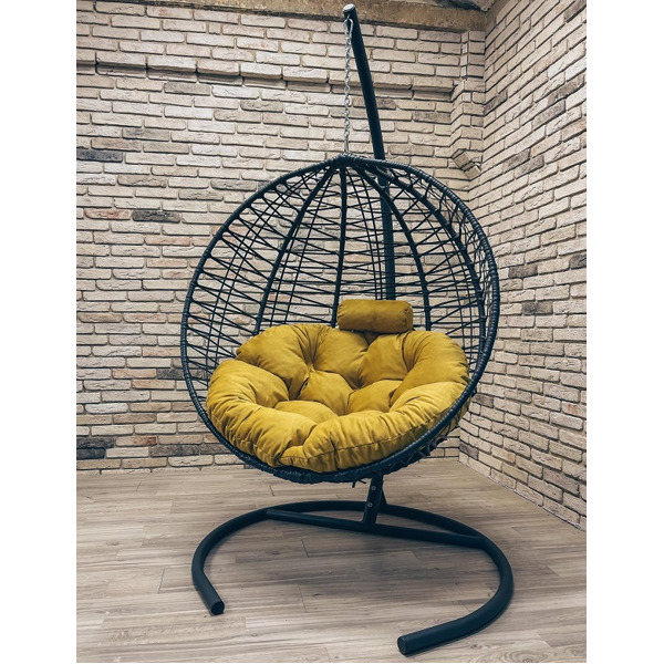 Подвесное кресло Кокон Круглое зигзаг (жёлтый)