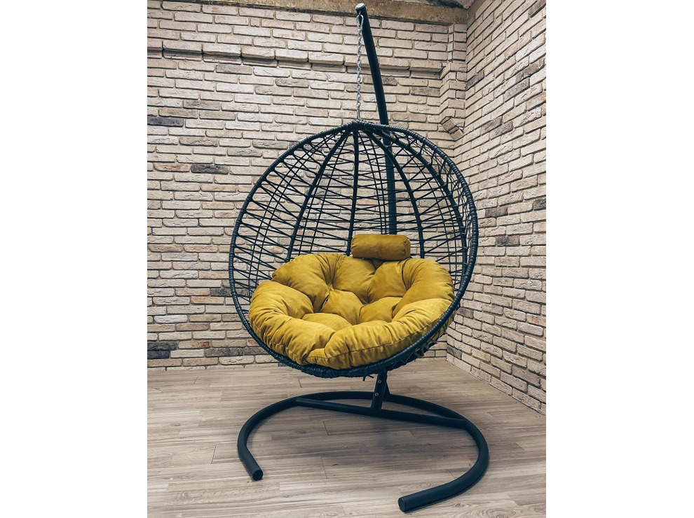 Подвесное кресло Кокон Круглое зигзаг (жёлтый)