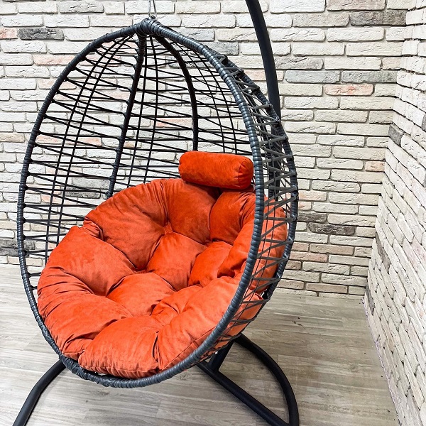 Подвесное кресло Кокон Круглое зигзаг (коралловый)