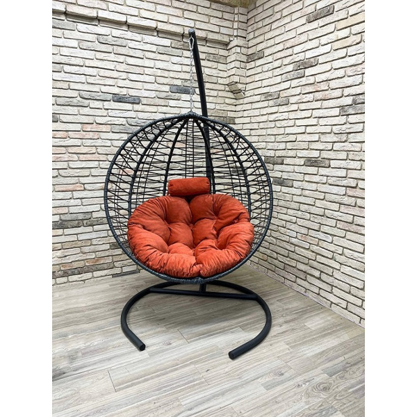 Подвесное кресло Кокон Круглое зигзаг (коралловый)