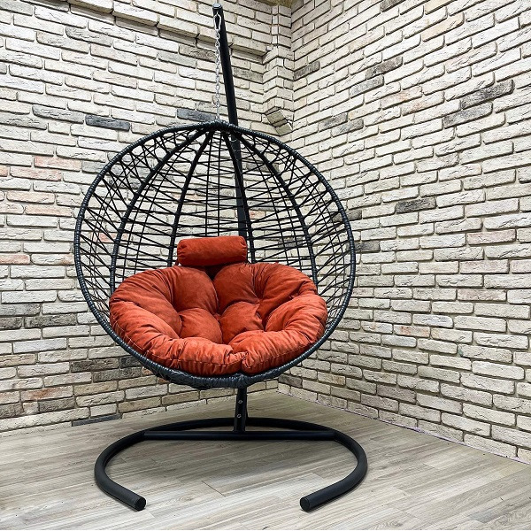 Подвесное кресло Кокон Круглое зигзаг (коралловый)