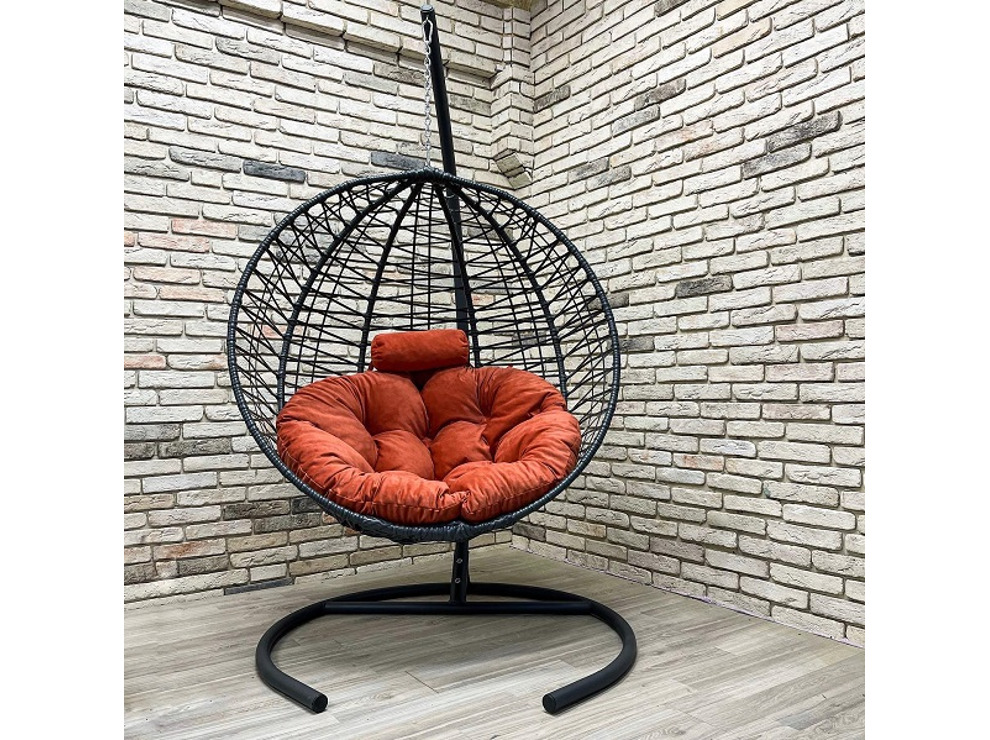 Подвесное кресло Кокон Круглое зигзаг (коралловый)