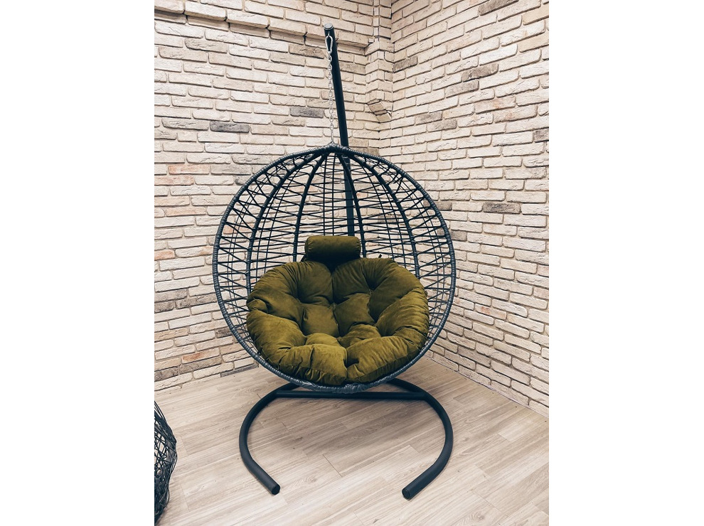 Подвесное кресло Кокон Круглое Премиум зигзаг (зелёный)