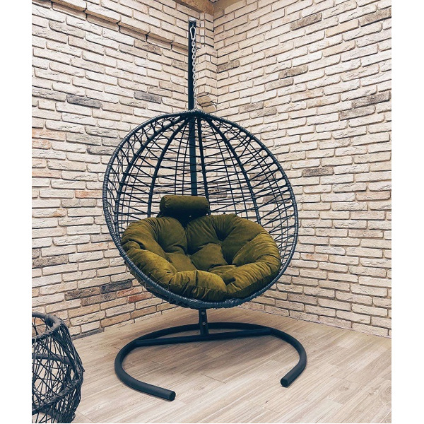 Подвесное кресло Кокон Круглое Премиум зигзаг (зелёный)