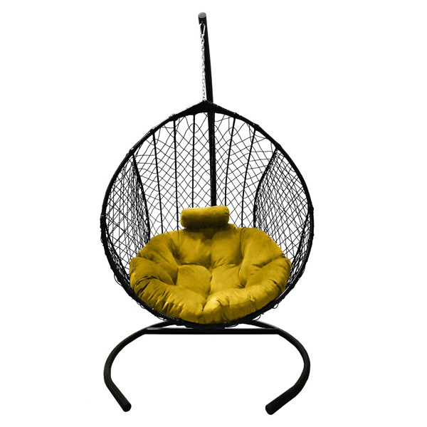 Подвесное кресло Кокон Капля Стандарт (чёрный/желтый)