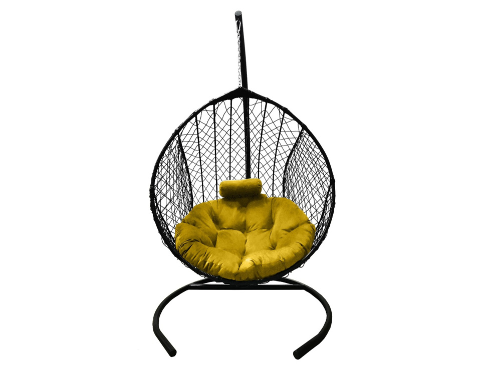 Подвесное кресло Кокон Капля Стандарт (чёрный/желтый)