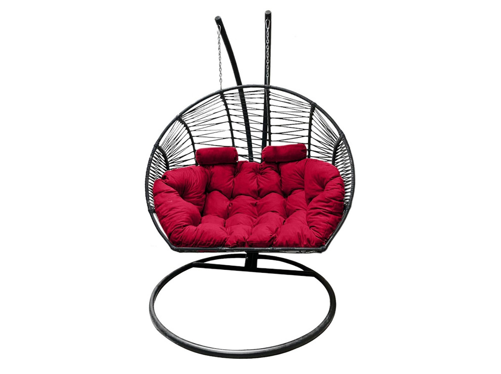 Подвесное кресло Кокон Двойной Премиум Зигзаг (красный вельвет)