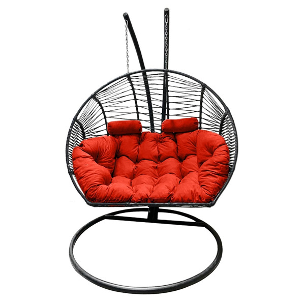 Подвесное кресло Кокон Двойной Премиум Зигзаг (красный)