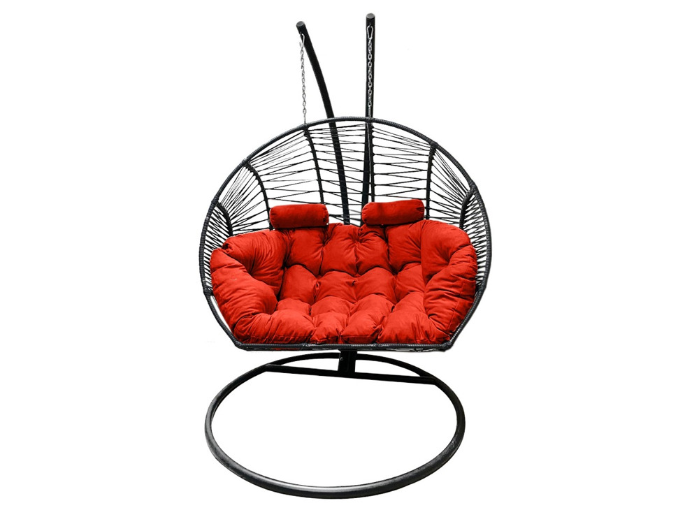 Подвесное кресло Кокон Двойной Премиум Зигзаг (красный)