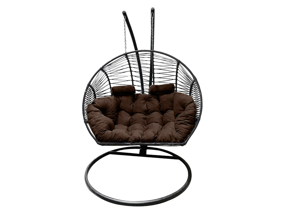 Подвесное кресло Кокон Двойной Премиум Зигзаг (коричневый)