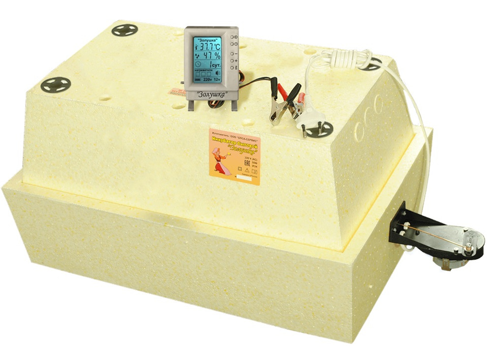 Инкубатор Золушка -2020 на 28 яиц (автомат, ЖК терморегулятор, гигрометр, 220+12В) Новинка!