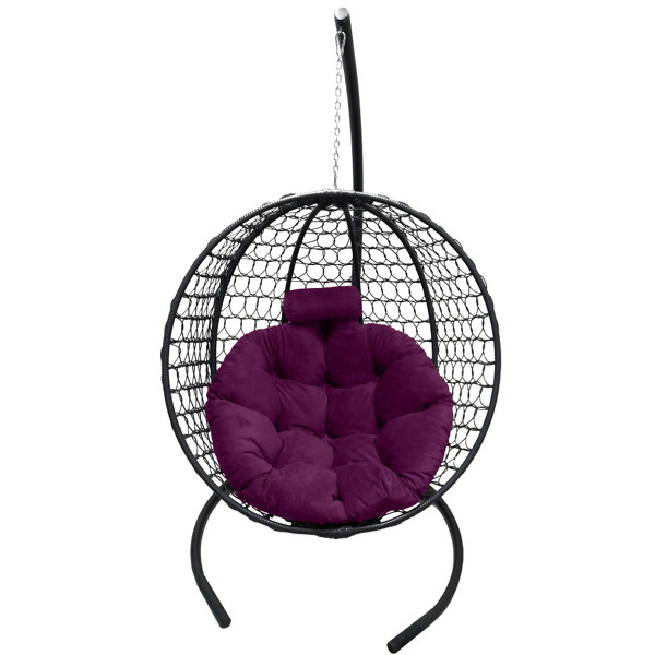 Подвесное кресло Кокон Круглое Премиум (чёрный/фиолетовый)