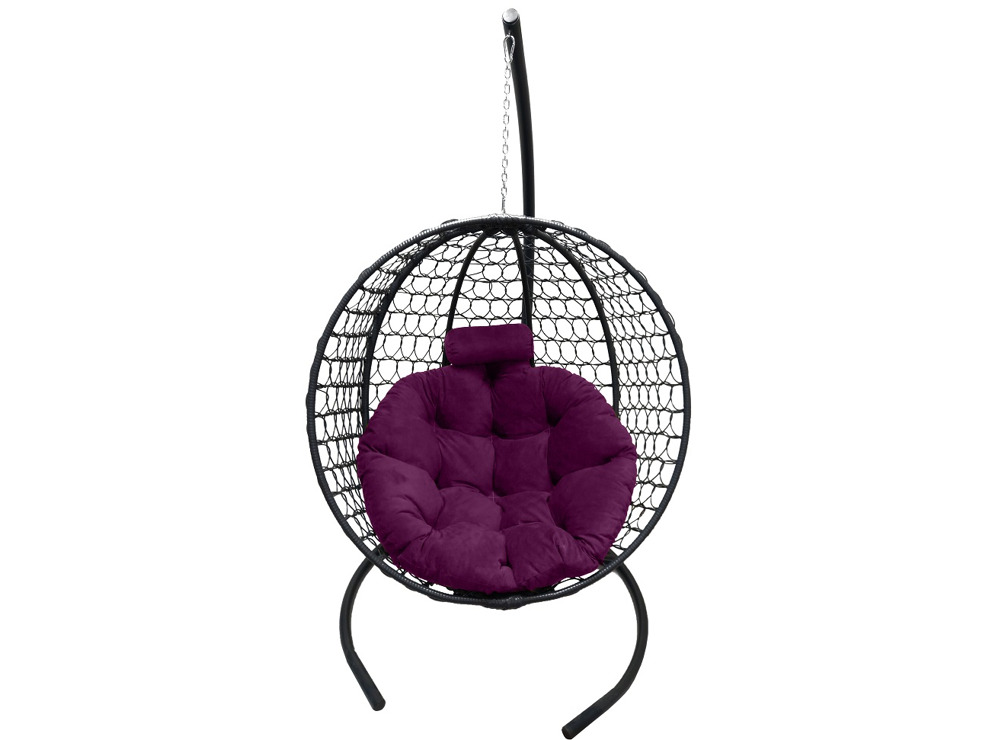 Подвесное кресло Кокон Круглое Премиум (чёрный/фиолетовый)